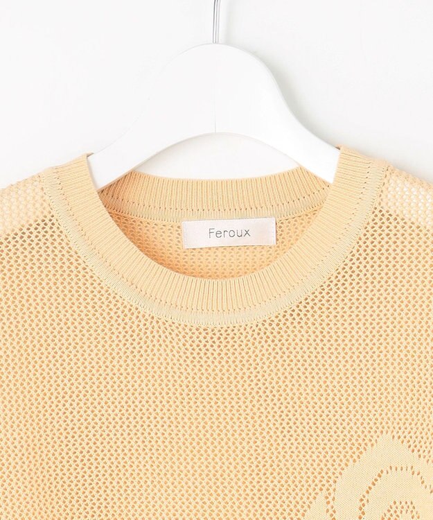 Feroux 【洗える】透かし編みニットトップス アイボリー系