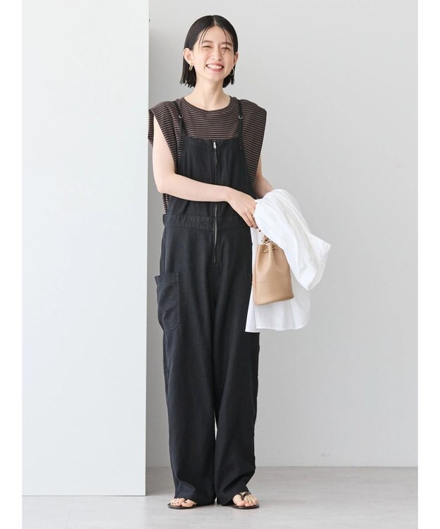 AMERICAN HOLIC リネンブレンドサロペットパンツ Black