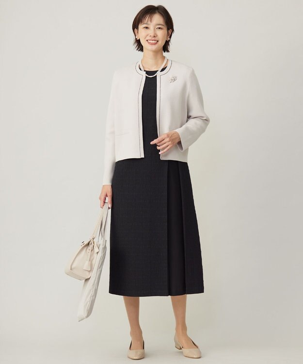 J.PRESS LADIES 【洗える】DECOR ニット ジャケット ライトベージュ系