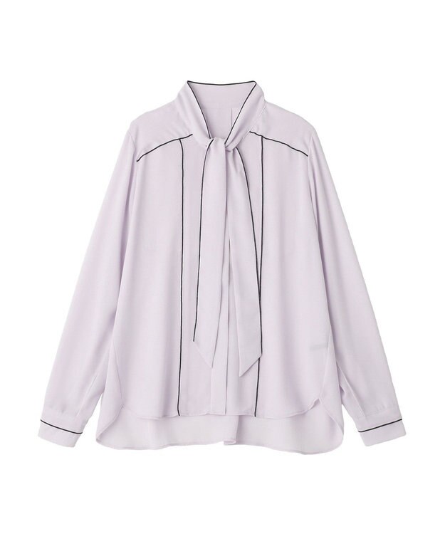 YECCA VECCA 配色ラインボウタイブラウス Lavender