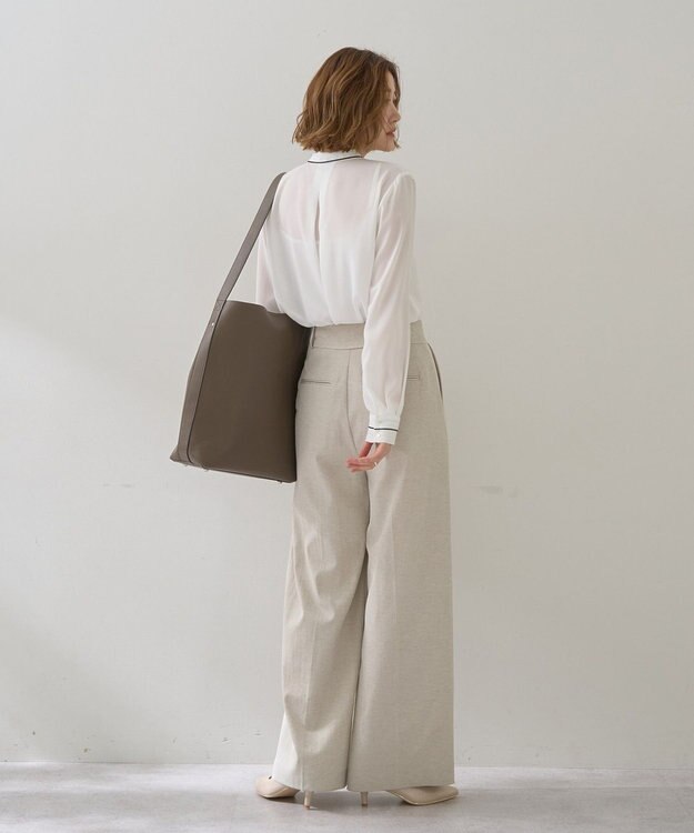 YECCA VECCA 配色ラインボウタイブラウス Off White