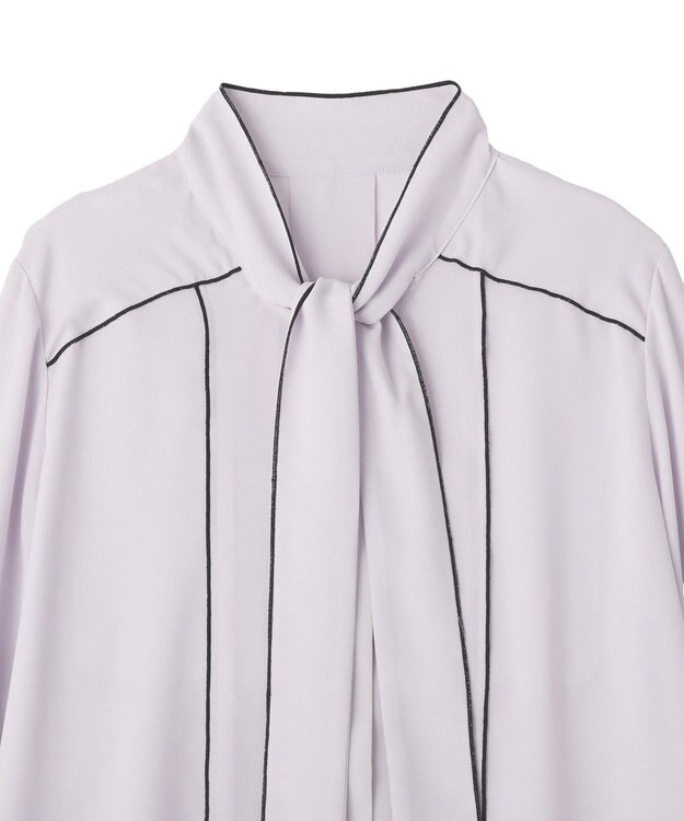 YECCA VECCA 配色ラインボウタイブラウス Lavender