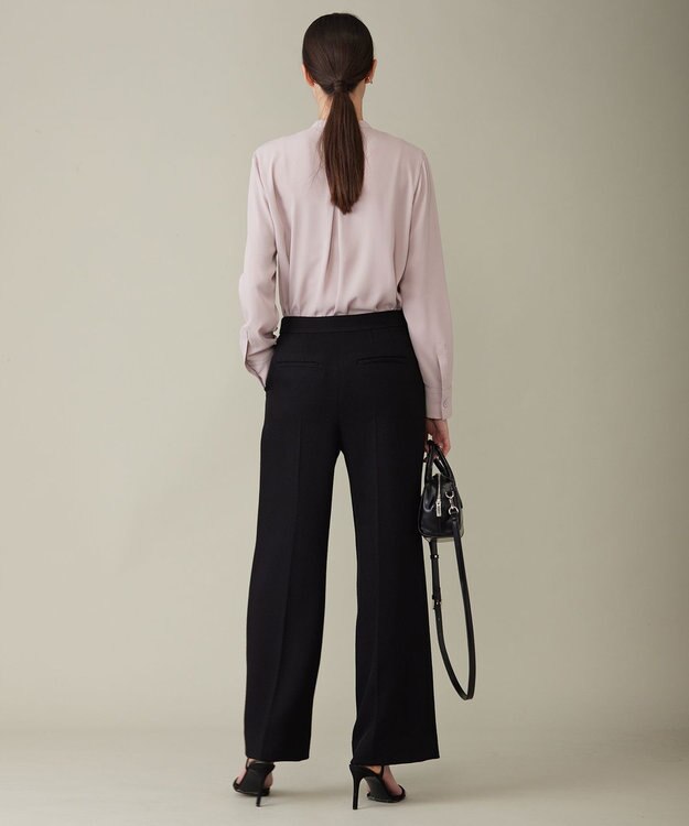 ICB 【WEB限定カラーあり・速乾・洗える】BackSatinAmunzen バンドカラーブラウス ヘイズピンク系