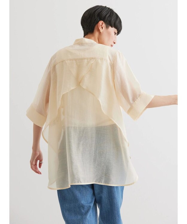 AMERICAN HOLIC シアーバックフレアＷポケットシャツチュニック Ivory