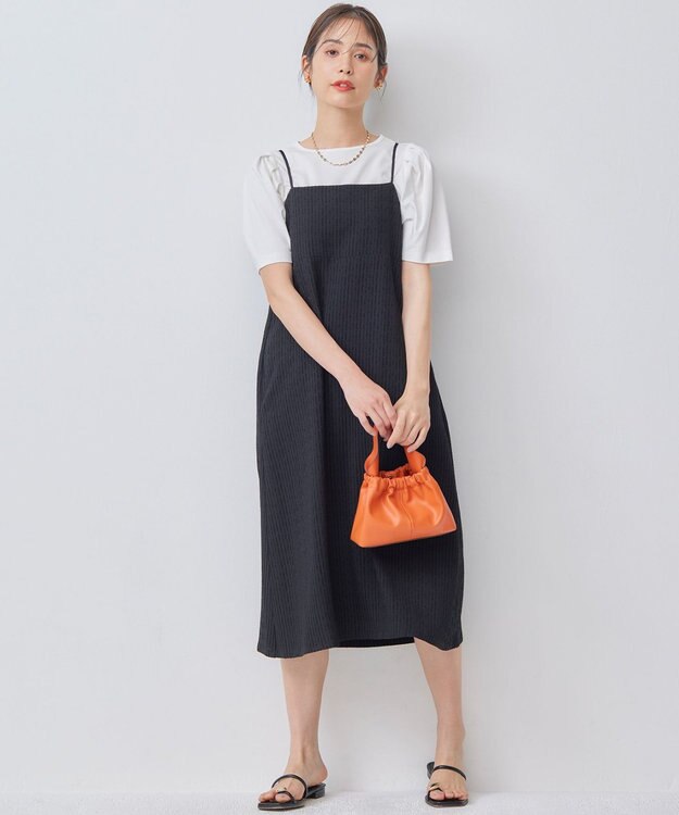 組曲 ステッチストライプドビー キャミワンピース ブラック系