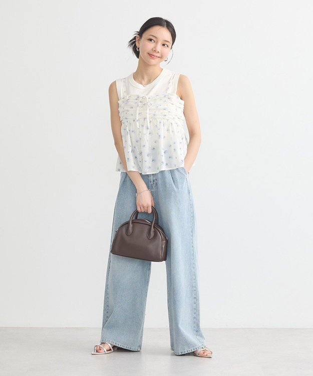 earth music&ecology 花柄ギャザーキャミビスチェ Sax