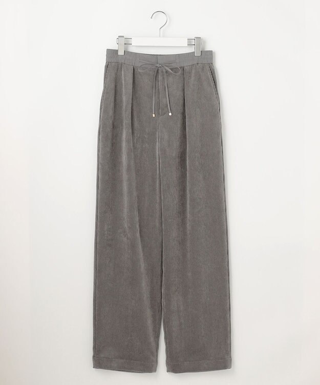 自由区 【洗える】ソフトコーデュロイワイド パンツ グレー