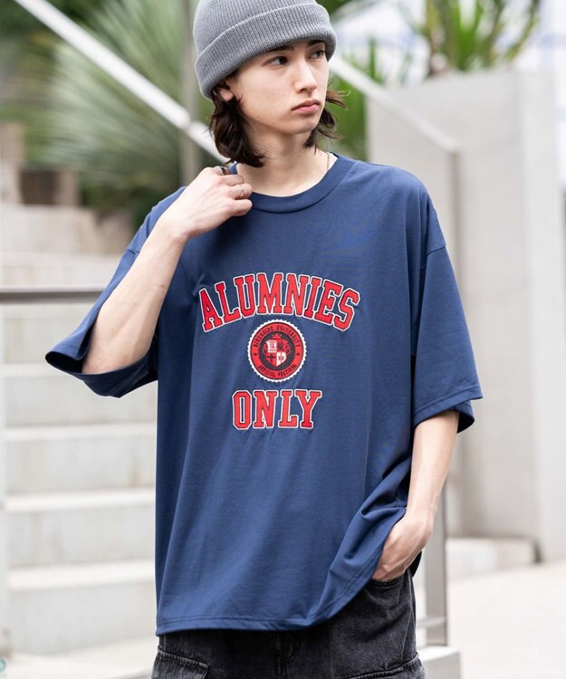 WEGO 【接触冷感/ユニセックス着用ITEM】カレッジロゴグラフィックT（SS） ネイビー