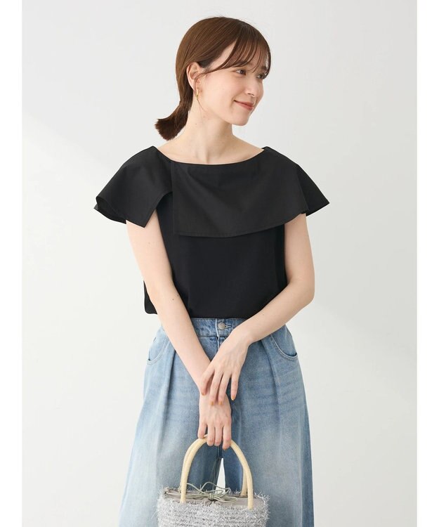 Green Parks オフショル風カットプルオーバー Black