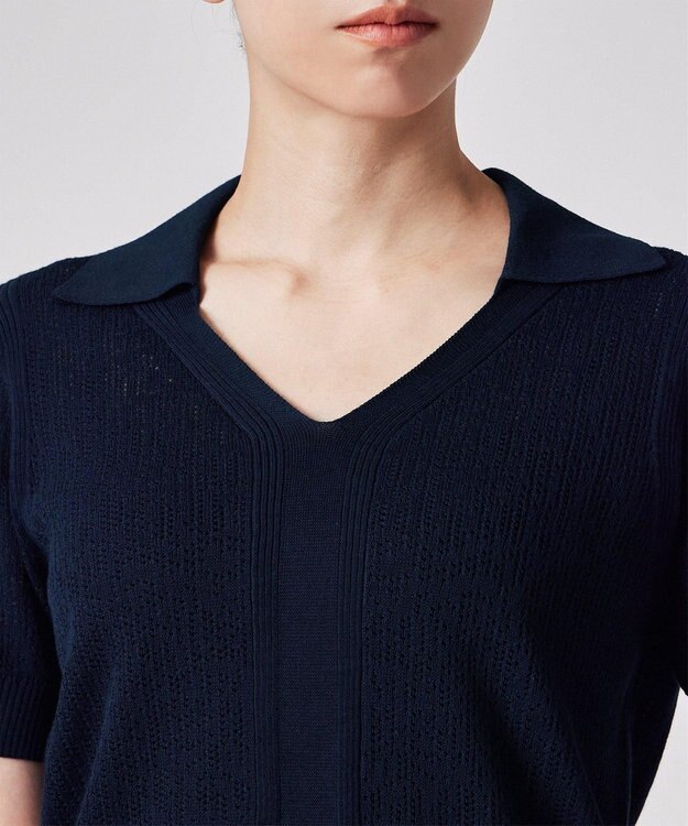 Paul Smith 【洗える】アイレット スキッパー ニット ネイビー