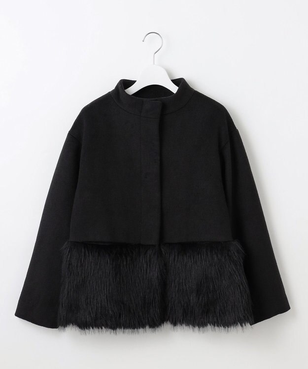 Feroux ウール混 ショートコート ブラック系