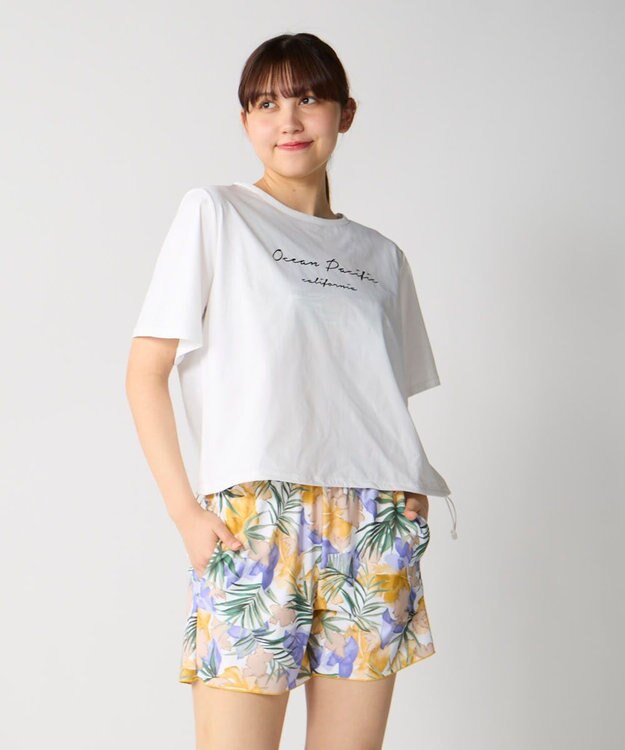 OP／FILA 【Ocean Pacific】裾ブラウジングTシャツ付き４点セット水着 イエロー