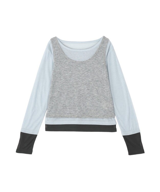 earth music&ecology SET2点ハイショクシアータンクトップ+ロンT Gray Mixture
