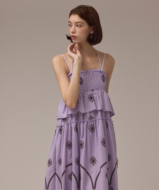 GRACE CONTINENTAL カットワークマキシドレス ラベンダー