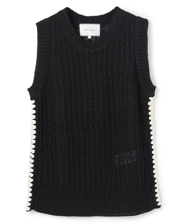 BEIGE， ATACAM / テープヤーン ノースリーブニット Black