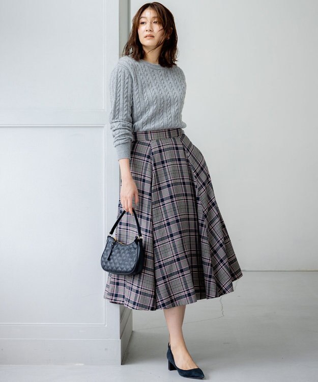 組曲 カシミヤブレンドバルキーケーブル ニット グレー系