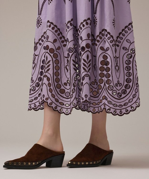 GRACE CONTINENTAL カットワークマキシドレス ラベンダー