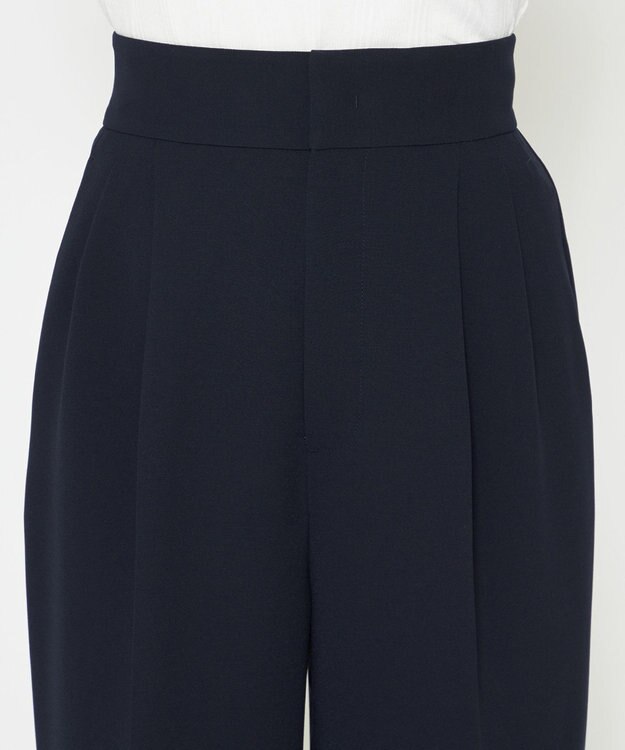 uncrave 【防シワ・洗濯機洗い可】ウォッシャブル ダブルクロス ワイドパンツ ネイビー