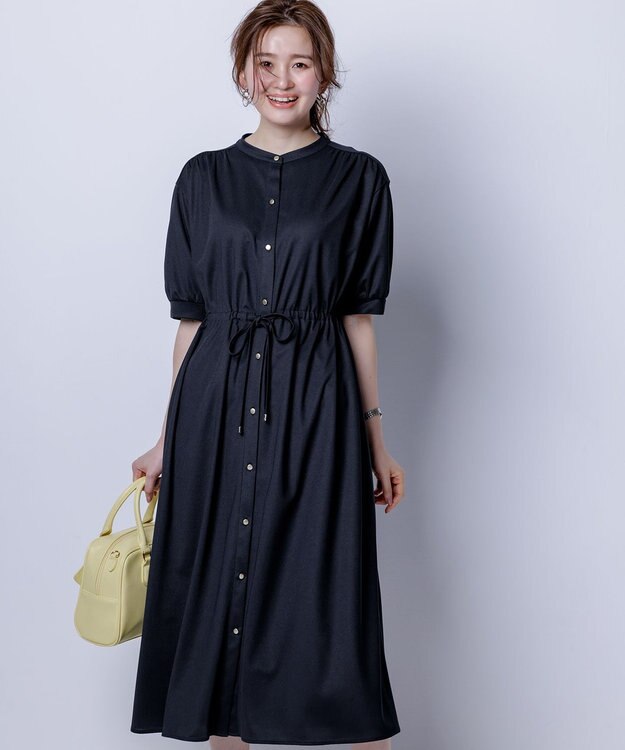 ANY SIS 【洗える】カナパジャージー ワンピース ネイビー