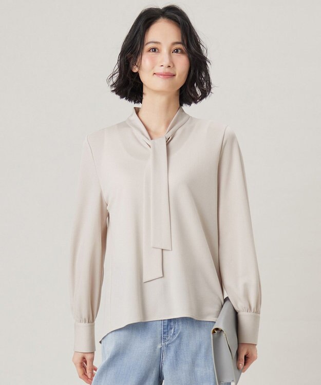 自由区 【洗える】アムンゼンジャージー ブラウス ベージュ