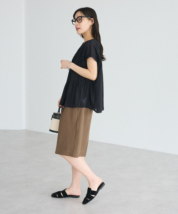 CRAFT STANDARD BOUTIQUE ヴィンテージボイルギャザーブラウス Black