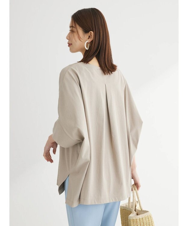 Green Parks 冷っとすずやか　ドルマンカット５分袖プルオーバー Gray Beige