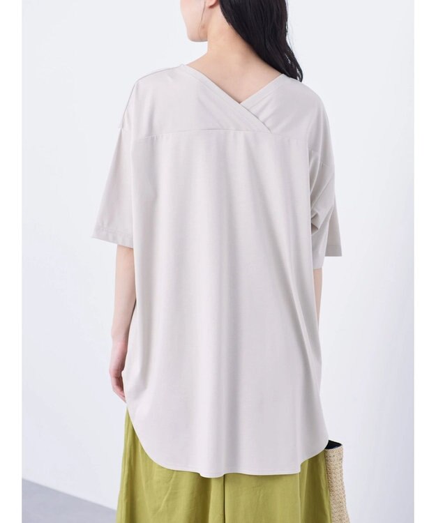 Green Parks 接触冷感バックカシュクールチュニック Light Beige