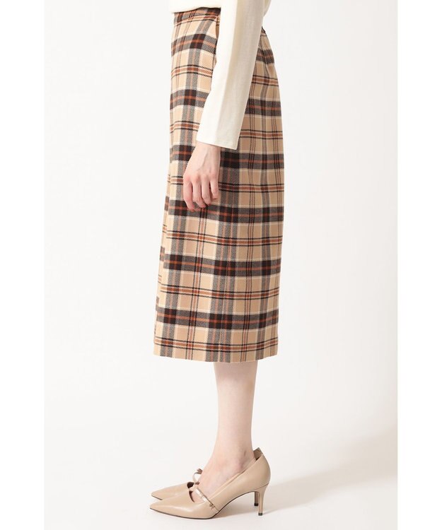 DAKS タータンチェック タイトスカート ベージュ