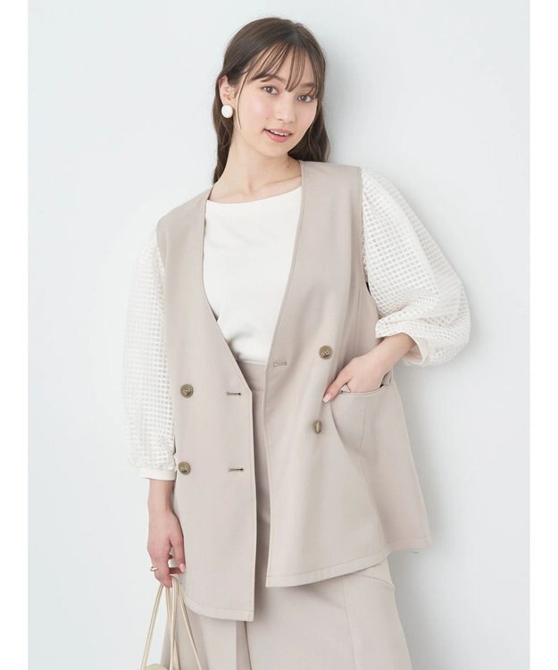 earth music&ecology ノーカラージレ Beige