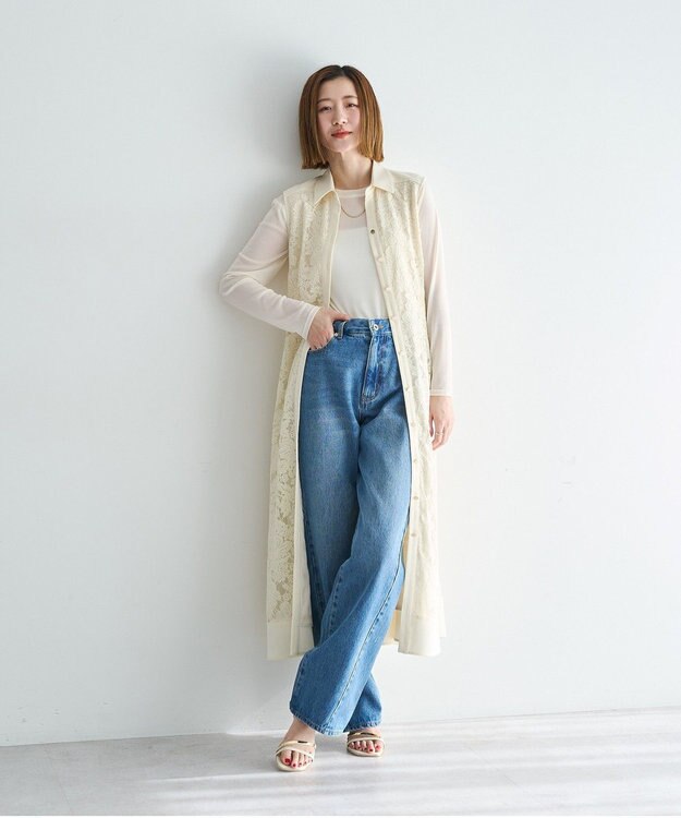 YECCA VECCA レース切替ジレワンピース Ivory