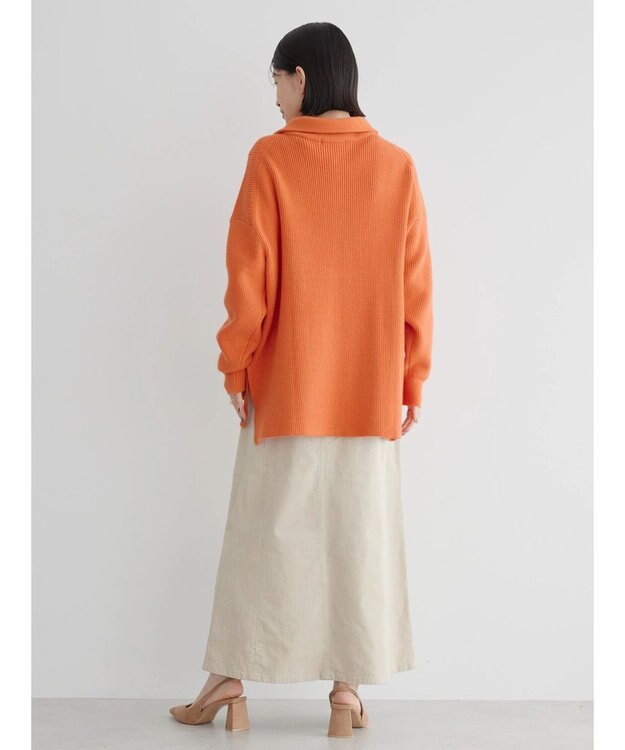 AMERICAN HOLIC バイパチハーフＺＩＰ片畦ニットプルオーバー　 Orange