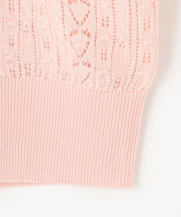 Feroux 【ご好評につき今季も登場！・洗える】透かし編み カーディガン ピンク系