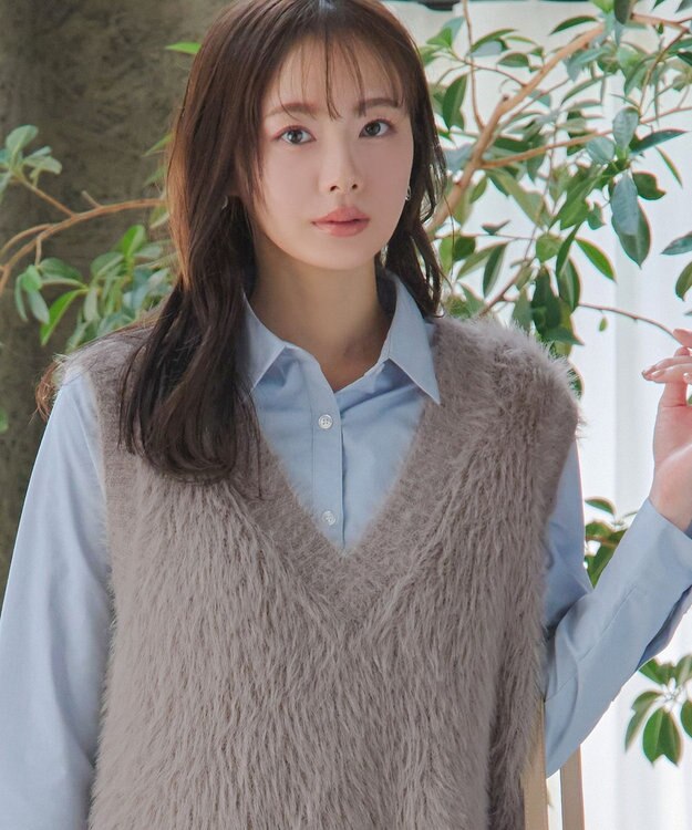 Tiaclasse 【洗える】フェザーニットベスト ベージュ