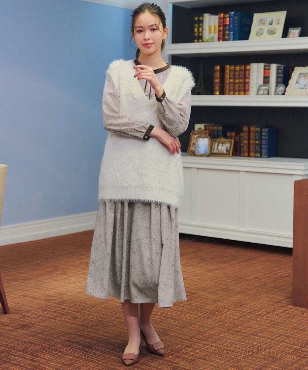 Tiaclasse 【洗える】フェザーニットベスト アイボリー