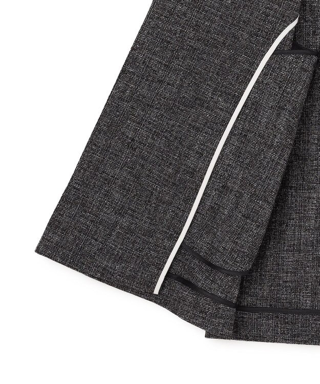 ICB L ミックスブッチャー バックスリットジレ ブラック×オフホワイト