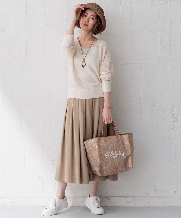 23区 S 【CLASSY.6月号掲載/洗える】ピュアリネンバルキー Vネックニット アイボリー系