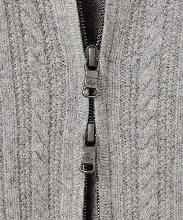 JOSEPH ABBOUD 【洗える・カシミヤブレンド】カシミヤブレンド ハイネック ジップ  カーディガン ライトグレー系