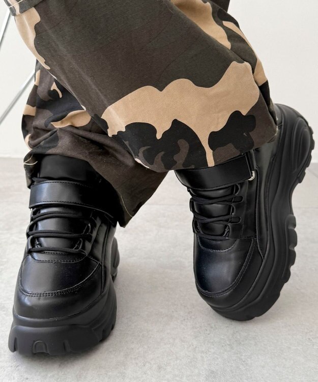 WEGO 【MLサイズ展開】ハイカットベルト厚底スニーカー ブラック