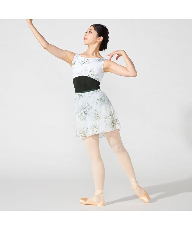 Chacott ノースリーブレオタード グリーンプリント