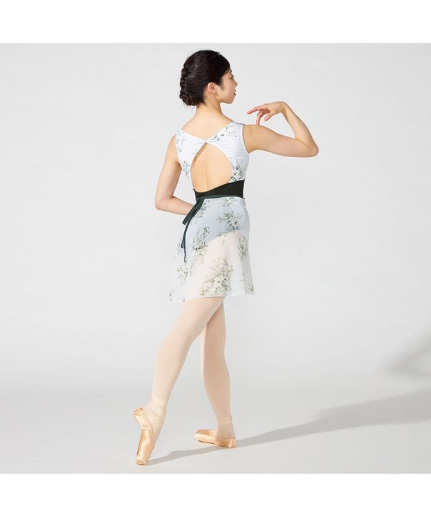 Chacott ノースリーブレオタード グリーンプリント