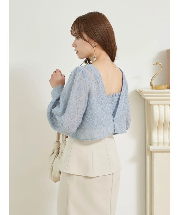 earth music&ecology ＳＥＴ２点カットジャカードカーディガン＋ビスチェ Sax