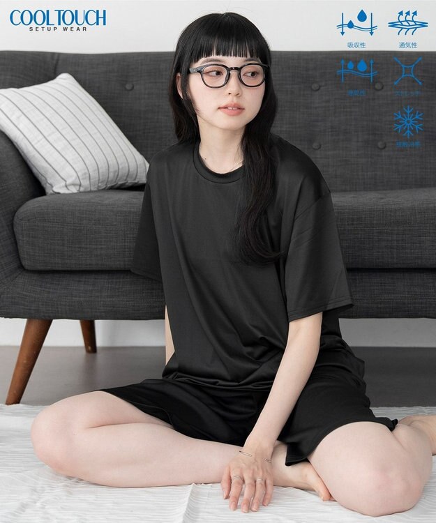 WEGO 【ユニセックス着用ITEM/MLサイズ展開】接触冷感セットアップウェア ブラック