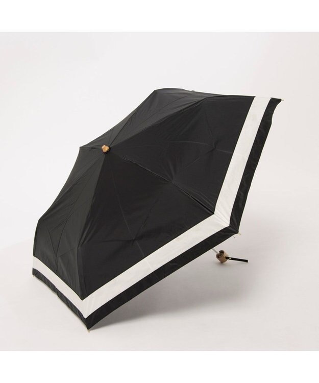 UNBILLION カシュネ cachenez / PU切り継ぎボーダー3段折りたたみ傘 ブラック