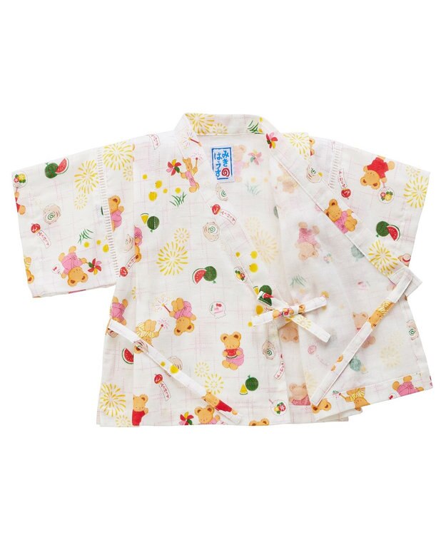 MIKI HOUSE HOT BISCUITS 【ミキハウス】【80-120cm】ミキハウスベア 甚平スーツ 白