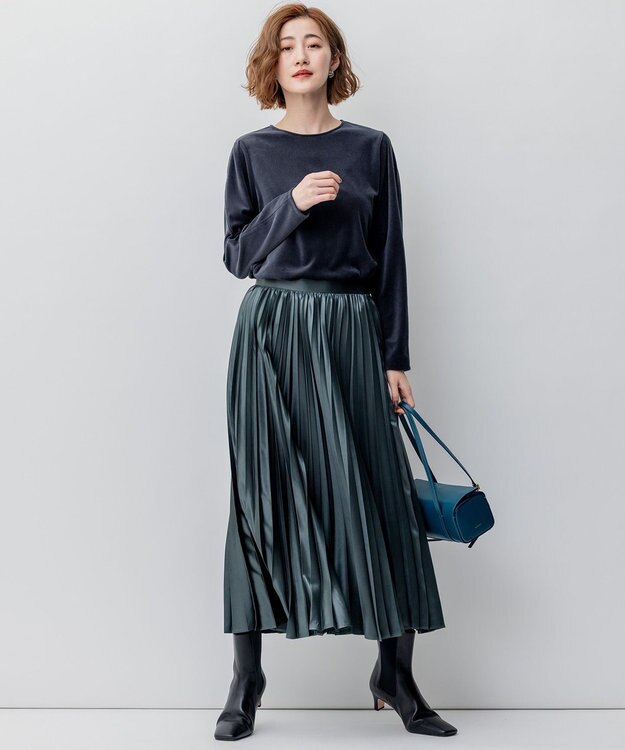 23区 【洗える】ベロア ジャージー カットソー グレー系