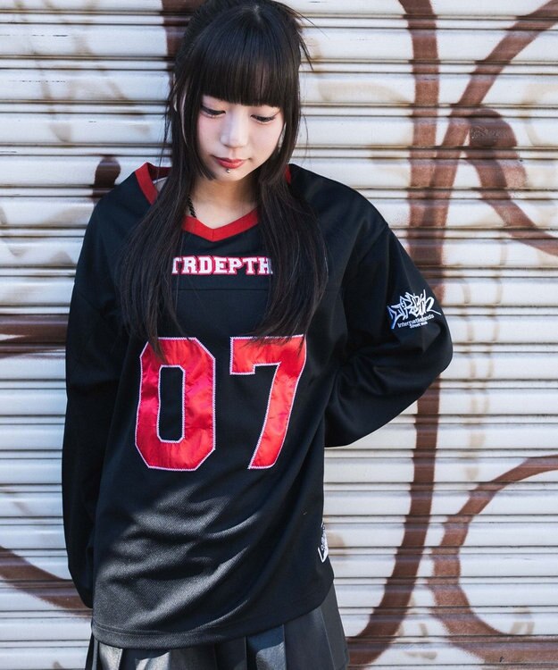 WEGO 【ユニセックス着用ITEM】ナンバリングホッケーT（LS） ブラック