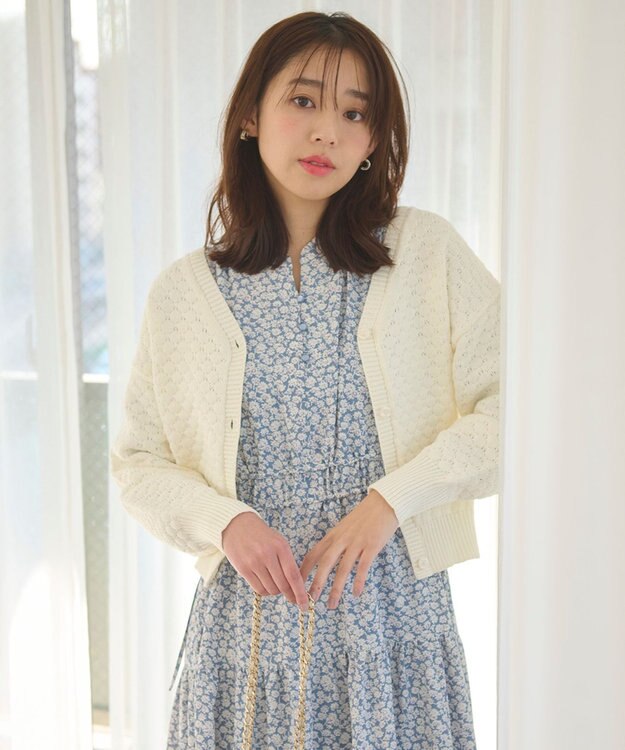 Feroux 【洗える】ポコポコ カーディガン ホワイト系