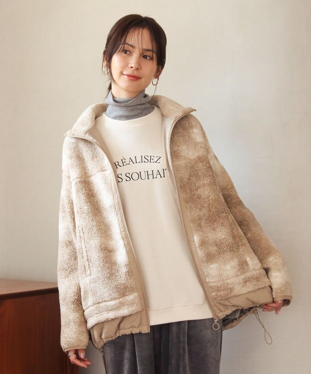 Green Parks スタンドボアジャケット Beige