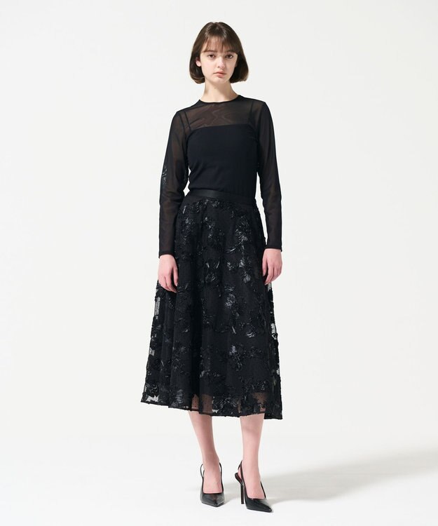 GRACE CONTINENTAL サテンコードスカート ブラック