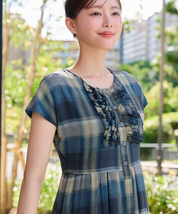Tiaclasse L 【おのののかさん着用・新色追加】フリルワンピース ブルーチェック